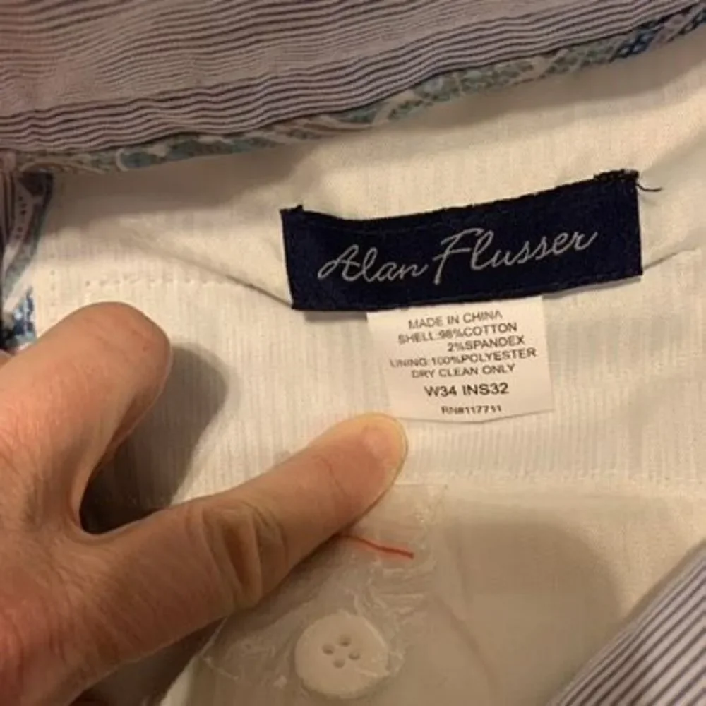 Alan Flusser Size 34x32 Blue & White Striped Pants *New*
